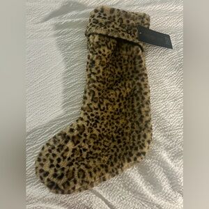 Rachel Zoe faux cheetah print fur stocking 22”
